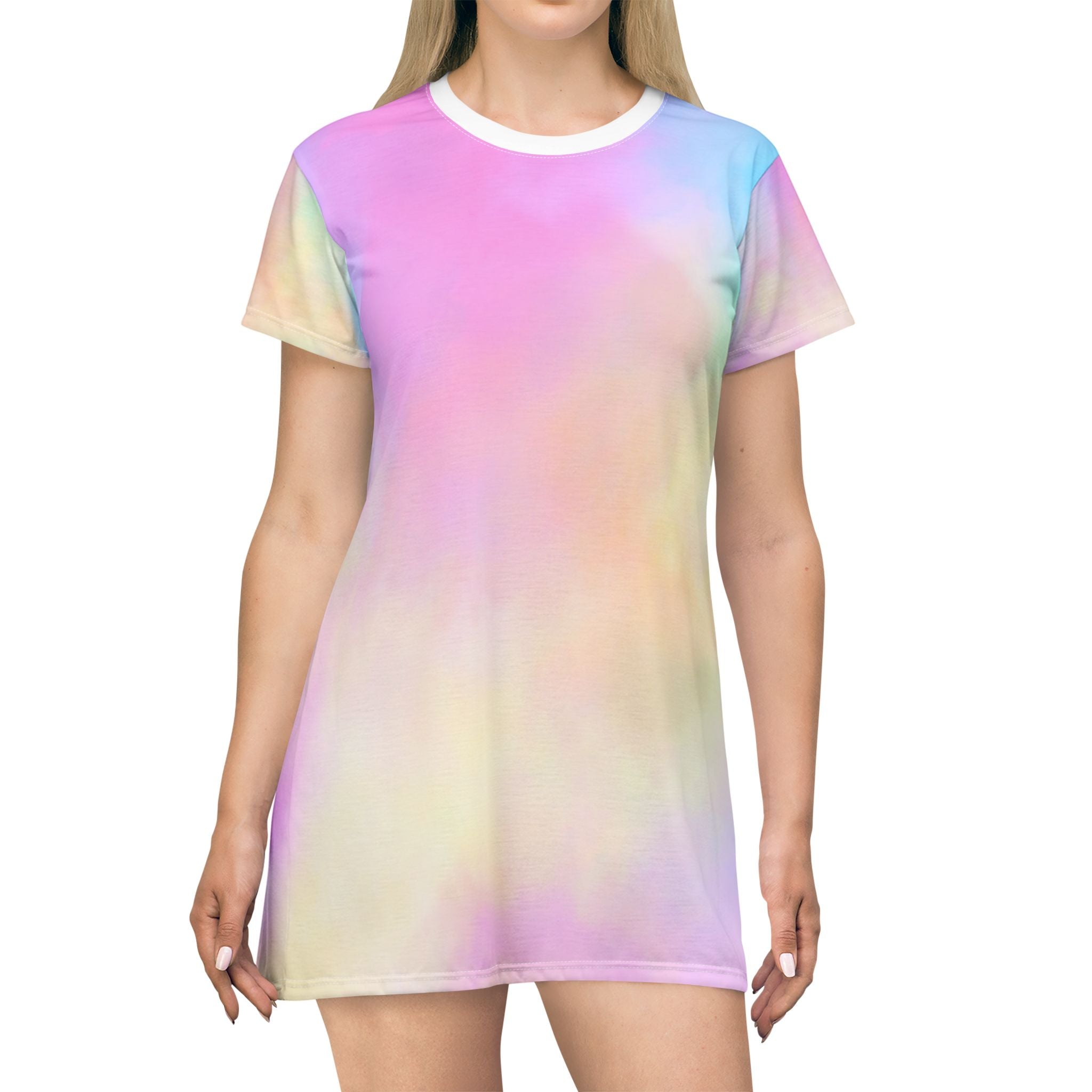 Pastel Tie-Dye T-Shirt Dress – Colorful, Comfy, and Perfect for Summer Add a splash of fun to your wardrobe with this effortlessly cool and colorful dress.
